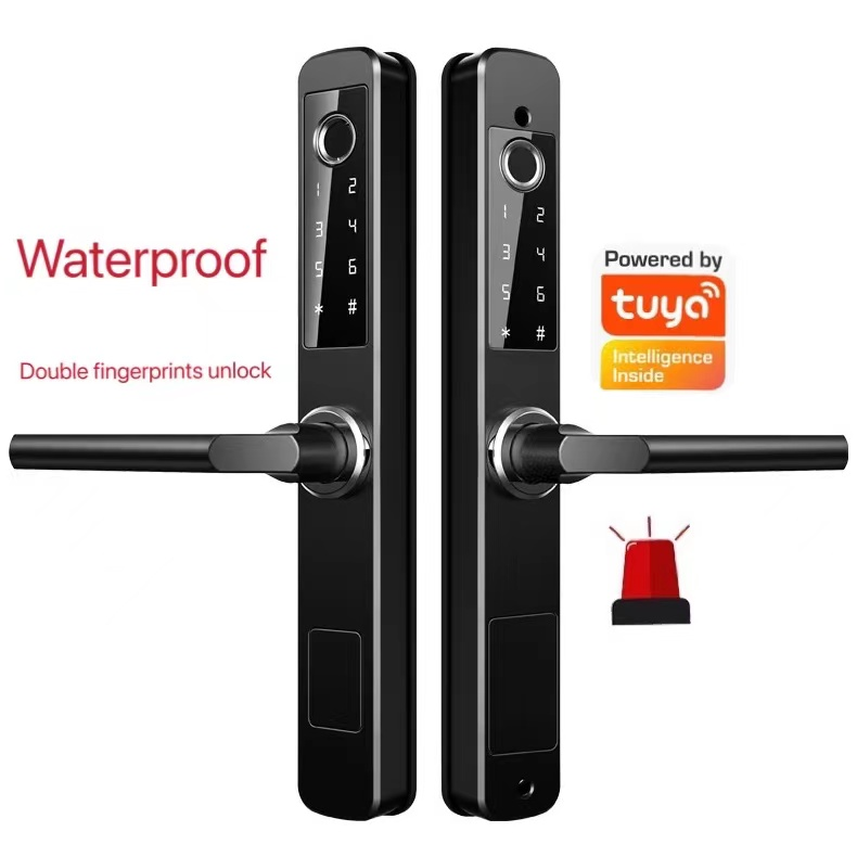 Waterproof ip65 Electric Fingerprint Keypad Smart Lock For metal  Fence Garden  iron Gate locks Unlock on both sides