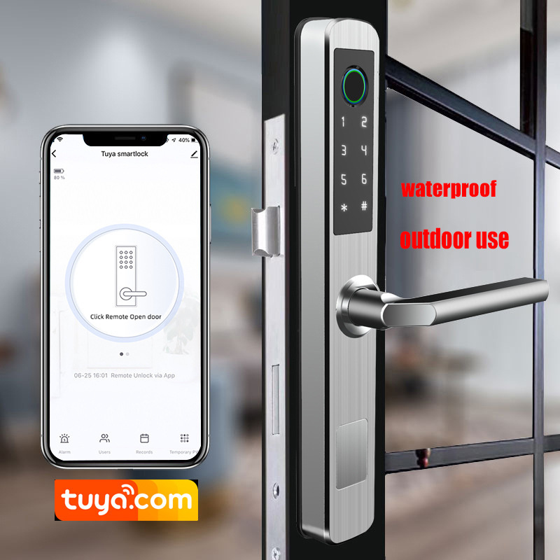 zigbee Waterproof ip65 Electric Fingerprint Keypad Smart Lock For metal Fence Garden iron Gate locks Unlock on both sides