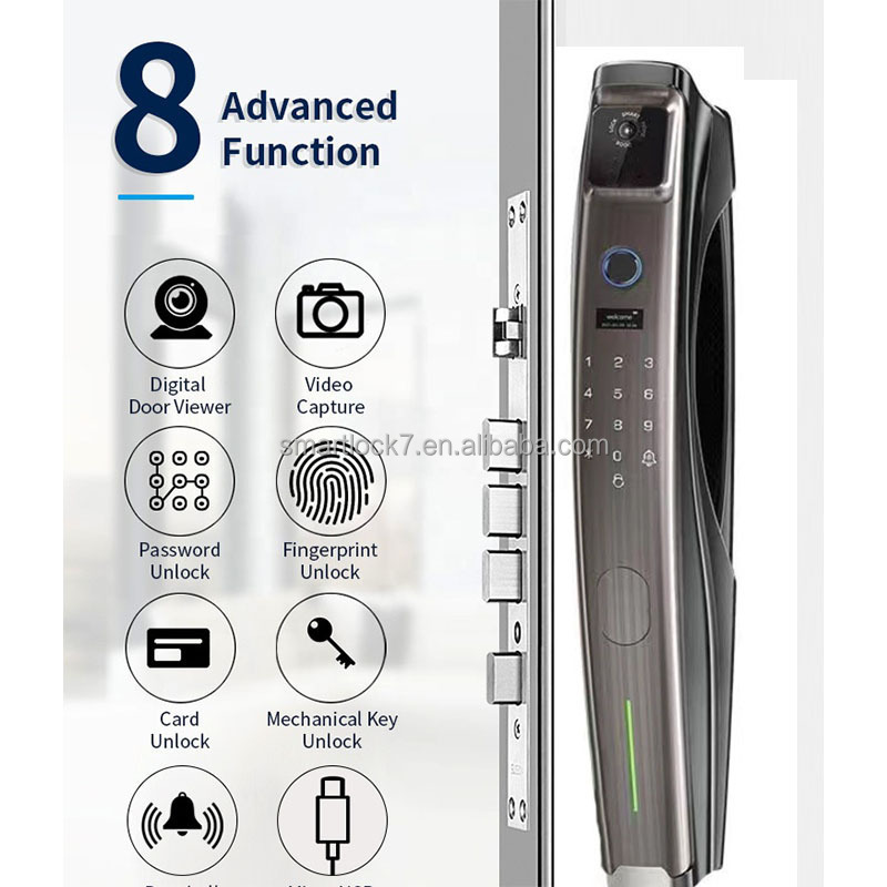 USA New Arrival Smart Door Lock Fingerprint Digital Wifi Lock Connected Camera Monitor Send Photo To Mobile