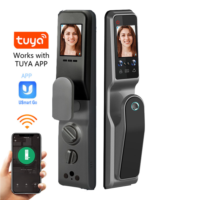 tuya smart Control Electronic Door Smart Homel Key Lock Digital Safe Auto Fingerprint Security Face Recognition Camera