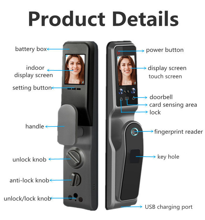 tuya smart Control Electronic Door Smart Homel Key Lock Digital Safe Auto Fingerprint Security Face Recognition Camera