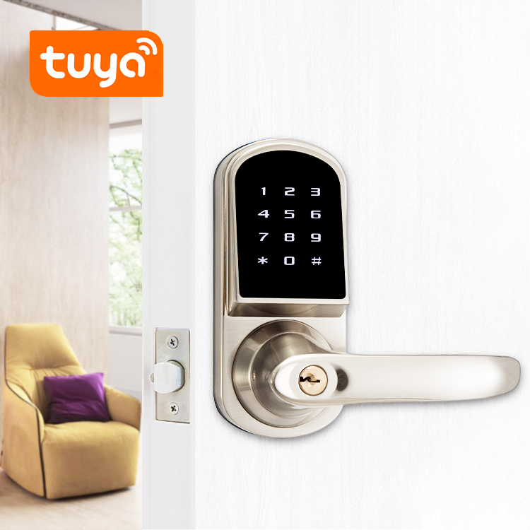 Smart Security Intelligent code  tuya  App Wifi Handle Smart Lever Door Lock with Single Latch