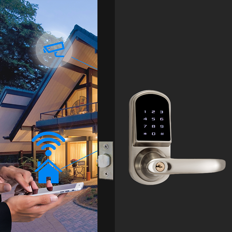 Smart Security Intelligent code  tuya  App Wifi Handle Smart Lever Door Lock with Single Latch