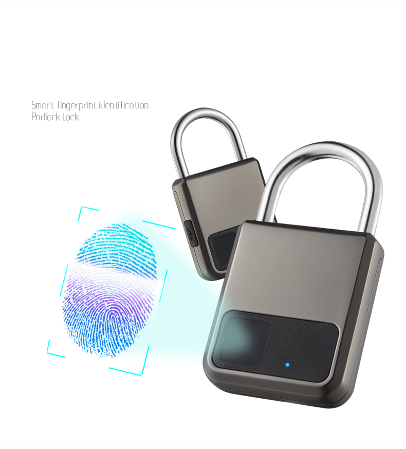 Fingerprint Lock USB Rechargeable Waterproof Smart Thumbprint Padlock Anti-theft Electric Mini Lock For Luggage Case