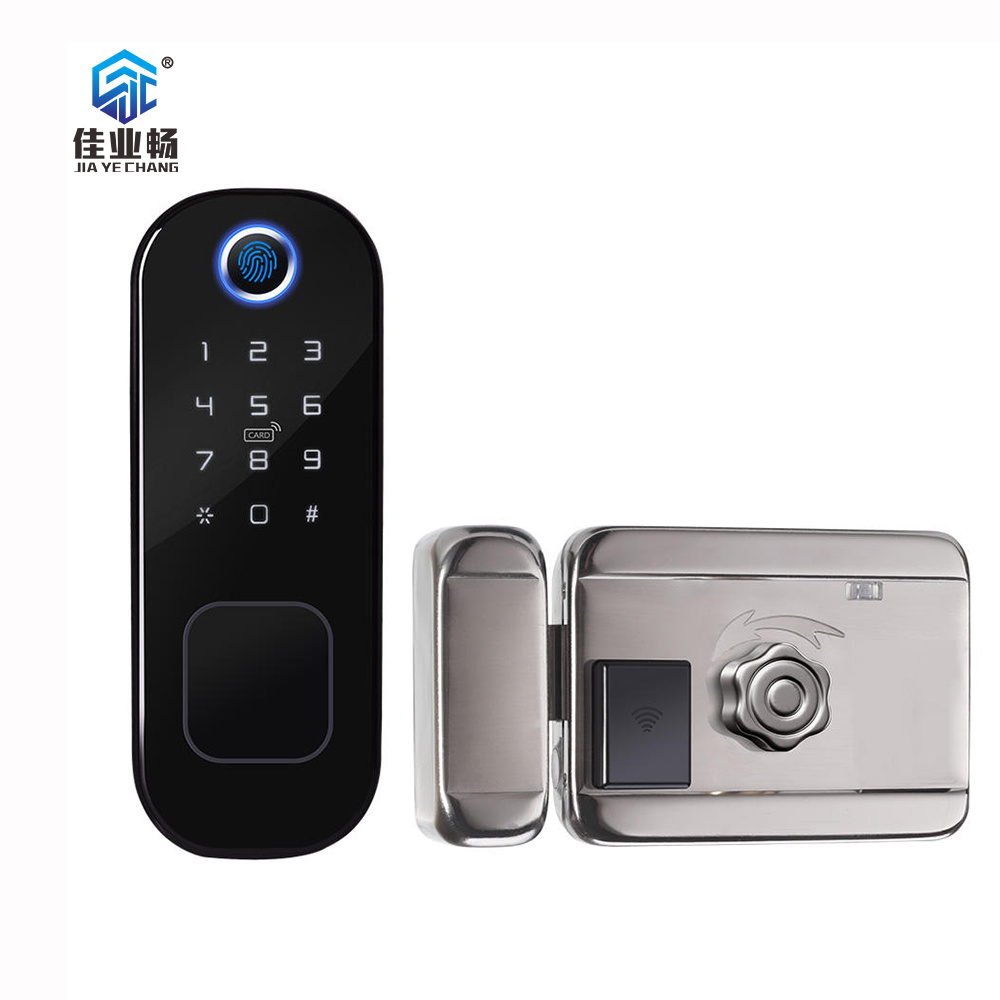 Factory Double Side Fingerprint Password Rim Gate Door Lock RFID Card Digital Electronic Smart Locks