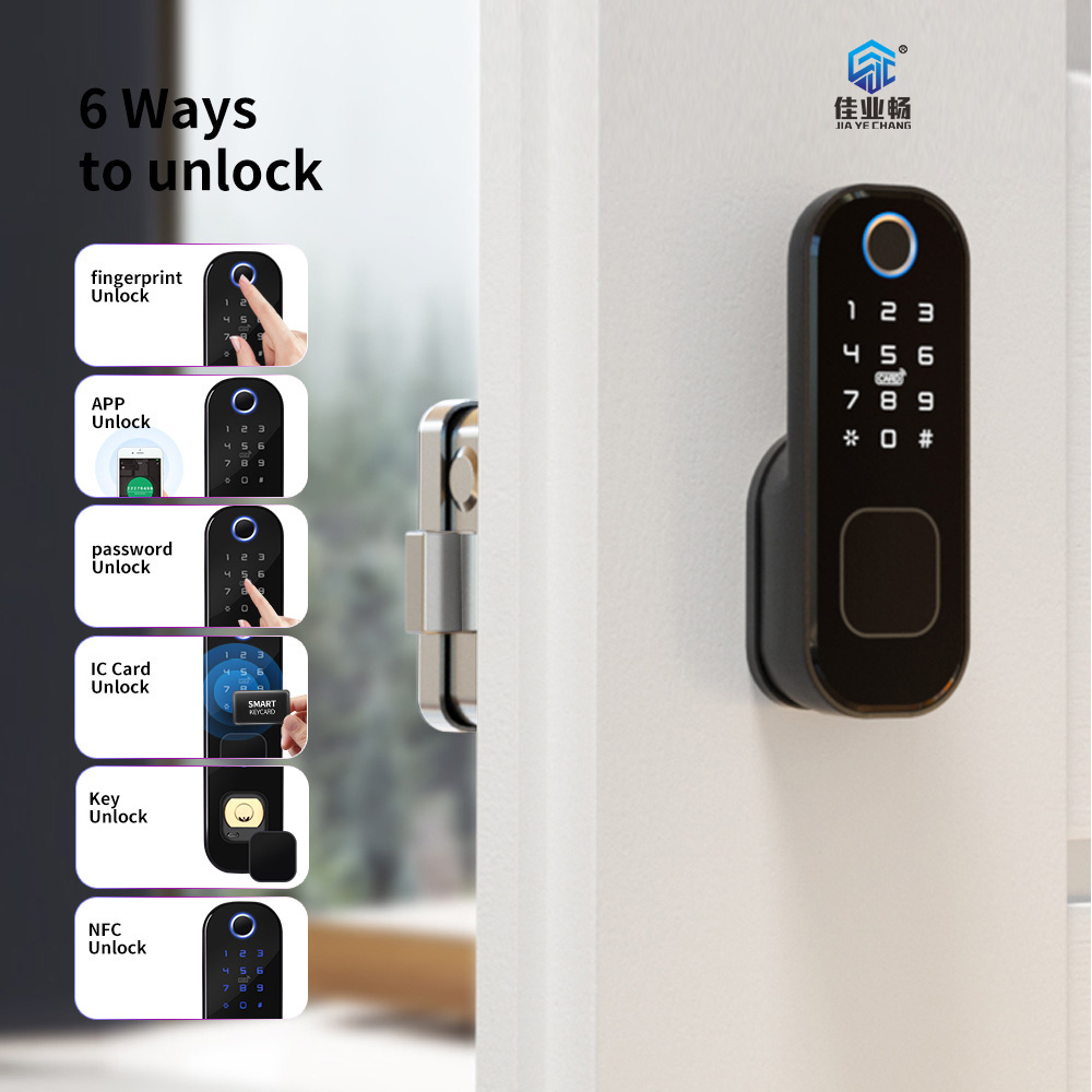 Factory Double Side Fingerprint Password Rim Gate Door Lock RFID Card Digital Electronic Smart Locks