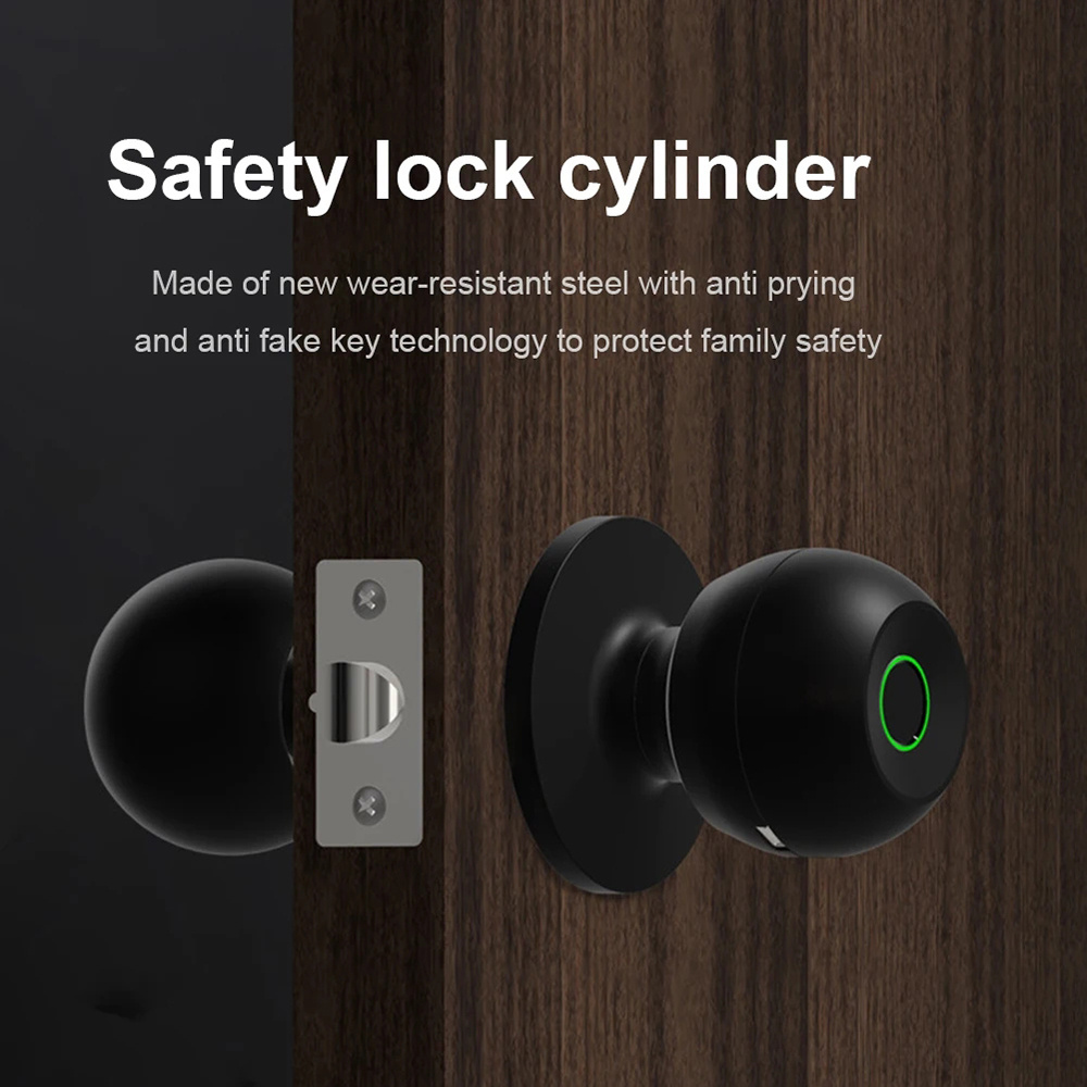 JEC Keyless Entry Security Door Bolt Brass Latch Smart Door Keys Knobs Handle Lock Fingerprint For Interior Wooden Doors