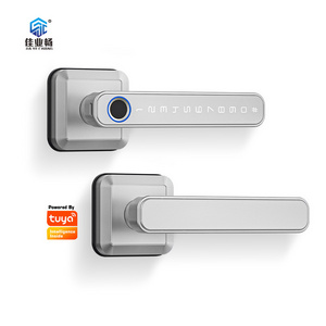 Tuya App Biometric Keyless Entry Door Handle Fingerprint Smart Door Lock for Home Apartments Office Hotel