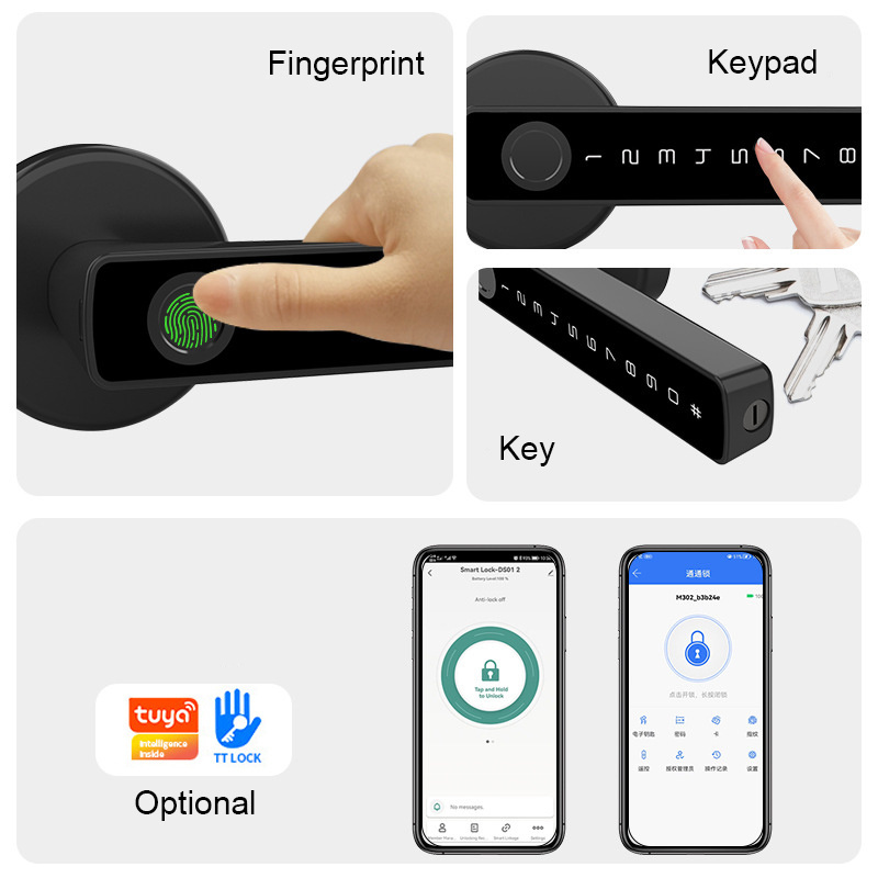 HOME Fingerprint Keypad Keyless Entry Door Hotel Home Office Apartment Bedroom Smart Door Handle