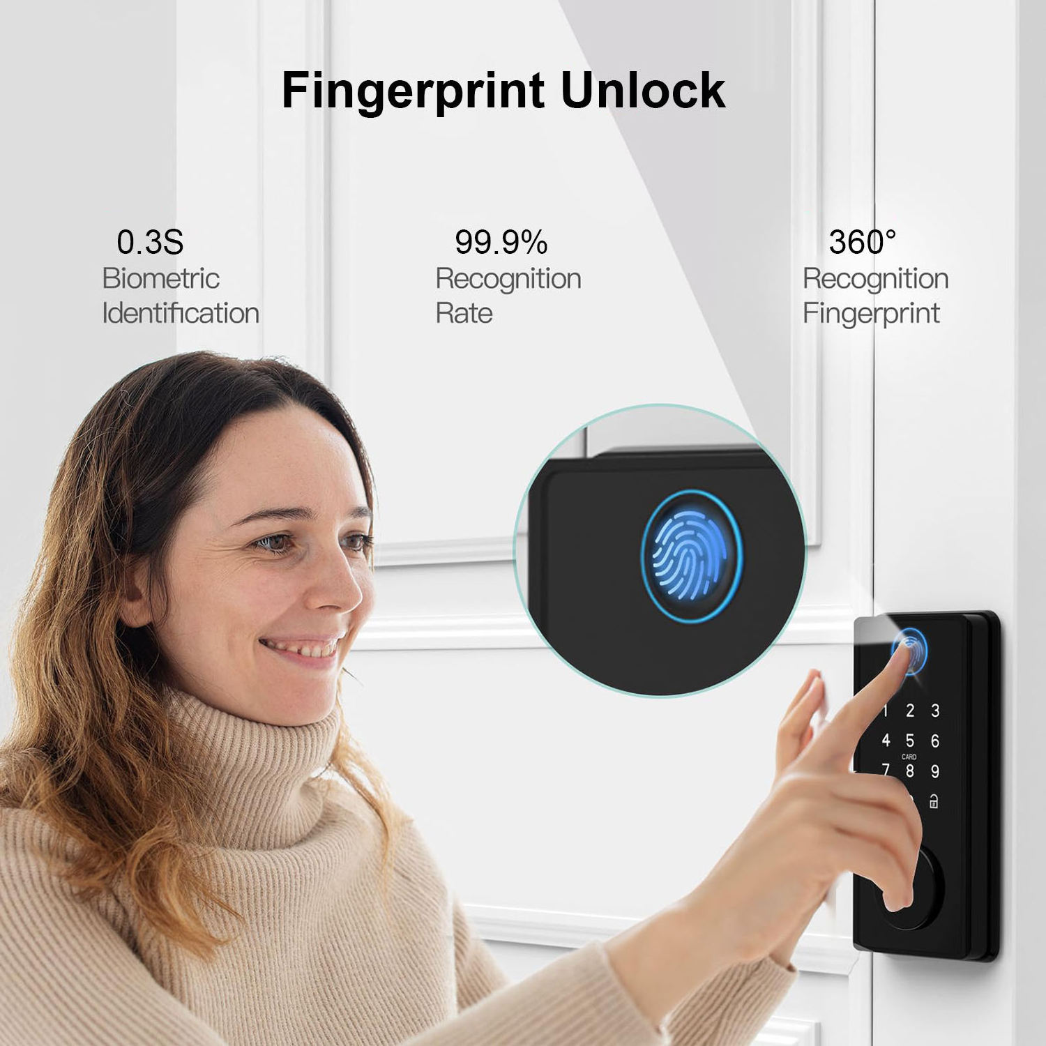 High Quality Digital Keypad Smart Electronic Lock Fingerprint Card Code Combination Tuya Smart Door Lock