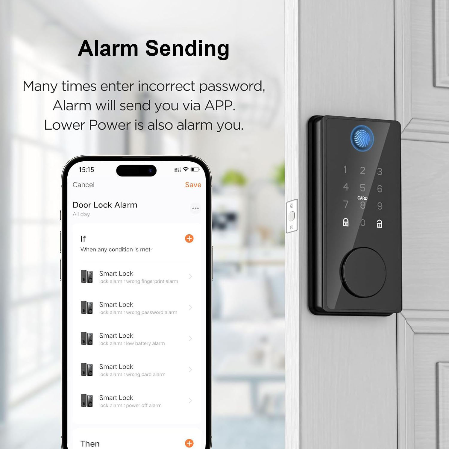 Home Security System Electronic Keypad Deadbolt TTlock Tuya APP Password Fingerprint Black Smart Door Lock for Metal Door