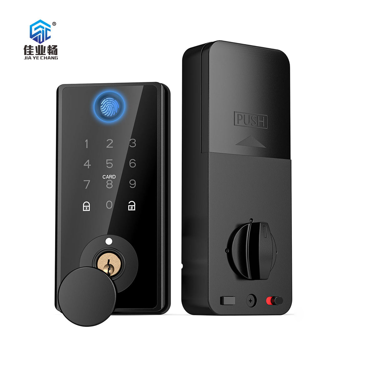 Home Security System Electronic Keypad Deadbolt TTlock Tuya APP Password Fingerprint Black Smart Door Lock for Metal Door