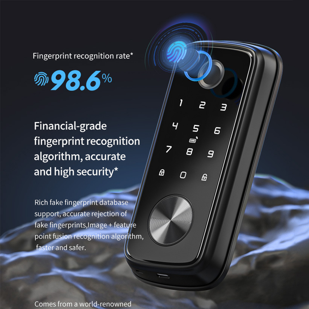 T1-pro TUYA APPMortorised Fingerprint Door Lock Outdoor Keypad Combination Deadbolt Smart Door Lock