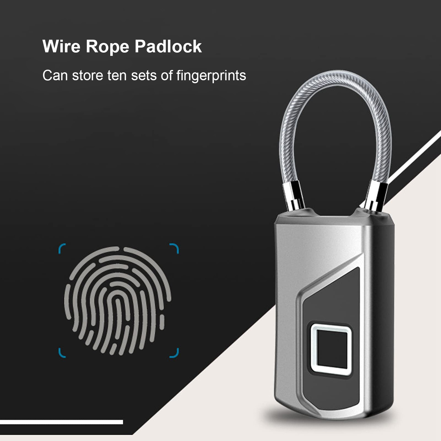 Fingerprint Lock with Key Backup Waterproof Fingerprint Padlock Ideal for Gym, Door, Luggage, Suitcase, Backpack