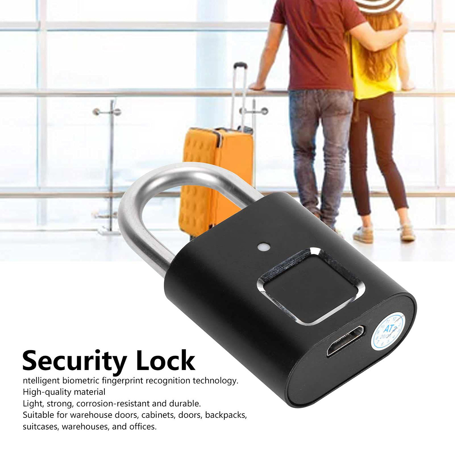 Smart Keyless Biometric Electronic Pad Lock Aluminum Fingerprint Door Alarm Digital Smart Finger Print Padlock