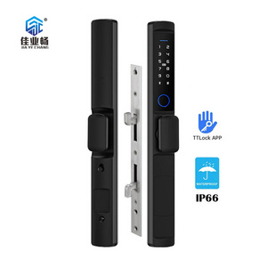 European Digital Electronic Ttlock Tuya Smart Locks Fingerprint Aluminum Steel Double Side Sliding Glass Smart door Locks