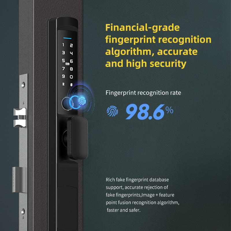 European Digital Electronic Ttlock Tuya Smart Locks Fingerprint Aluminum Steel Double Side Sliding Glass Smart door Locks