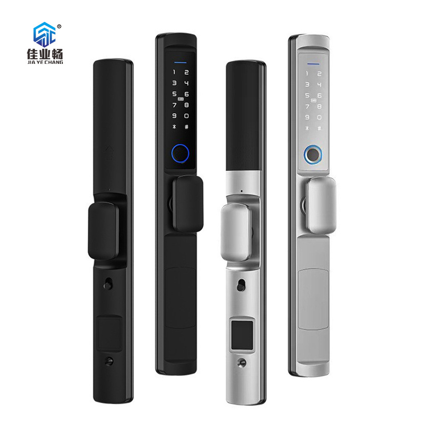 Commercial Tuya WiFi Biometric Fingerprint Security aluminium Smart Electronic swing door Lock With Camera Screen