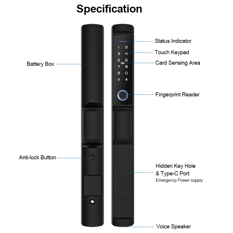 Commercial Tuya WiFi Biometric Fingerprint Security aluminium Smart Electronic swing door Lock With Camera Screen