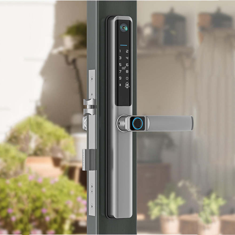 Fechadura Cerradura Ip66 Fingerprint Electric Digital Gate Smart Glass Door Lock With Keypad And Tuya App