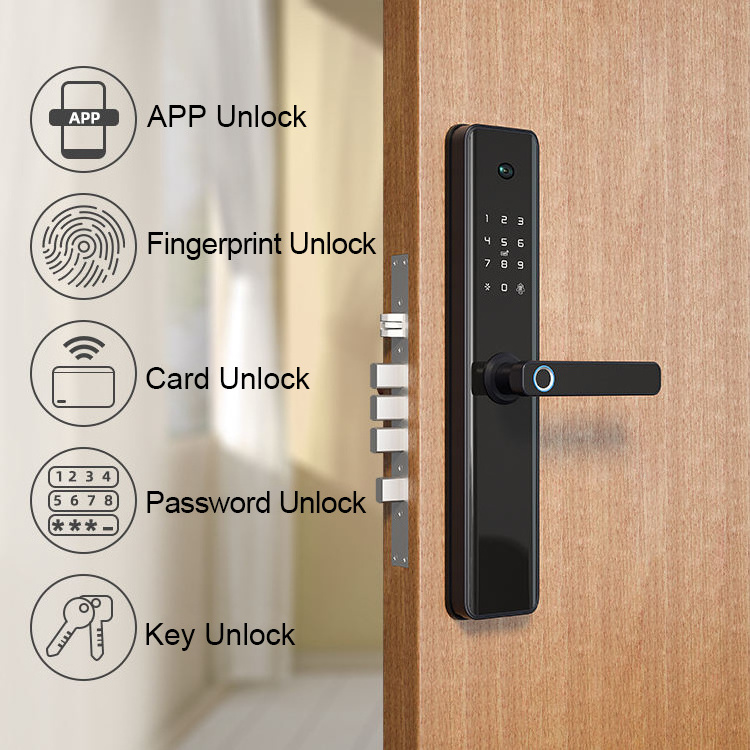 Wifi Cat Eye Cam Locks System Password Tuya Smart Life App Fingerprint Unlock Biometric Safe Camera Smart Gate Door Lock