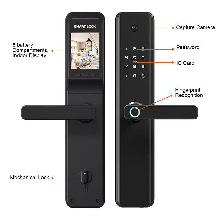 Wifi Cat Eye Cam Locks System Password Tuya Smart Life App Fingerprint Unlock Biometric Safe Camera Smart Gate Door Lock