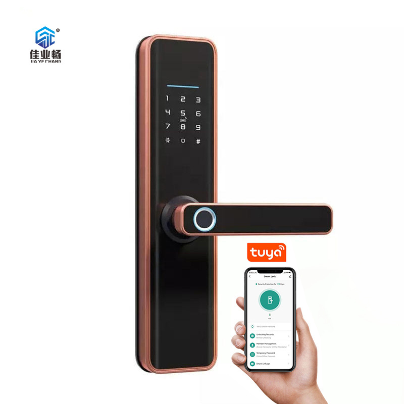 Antique Copper Digital Password Security Finger Print Intelligent Door Lock With Keyless Card For Household Sliding Door