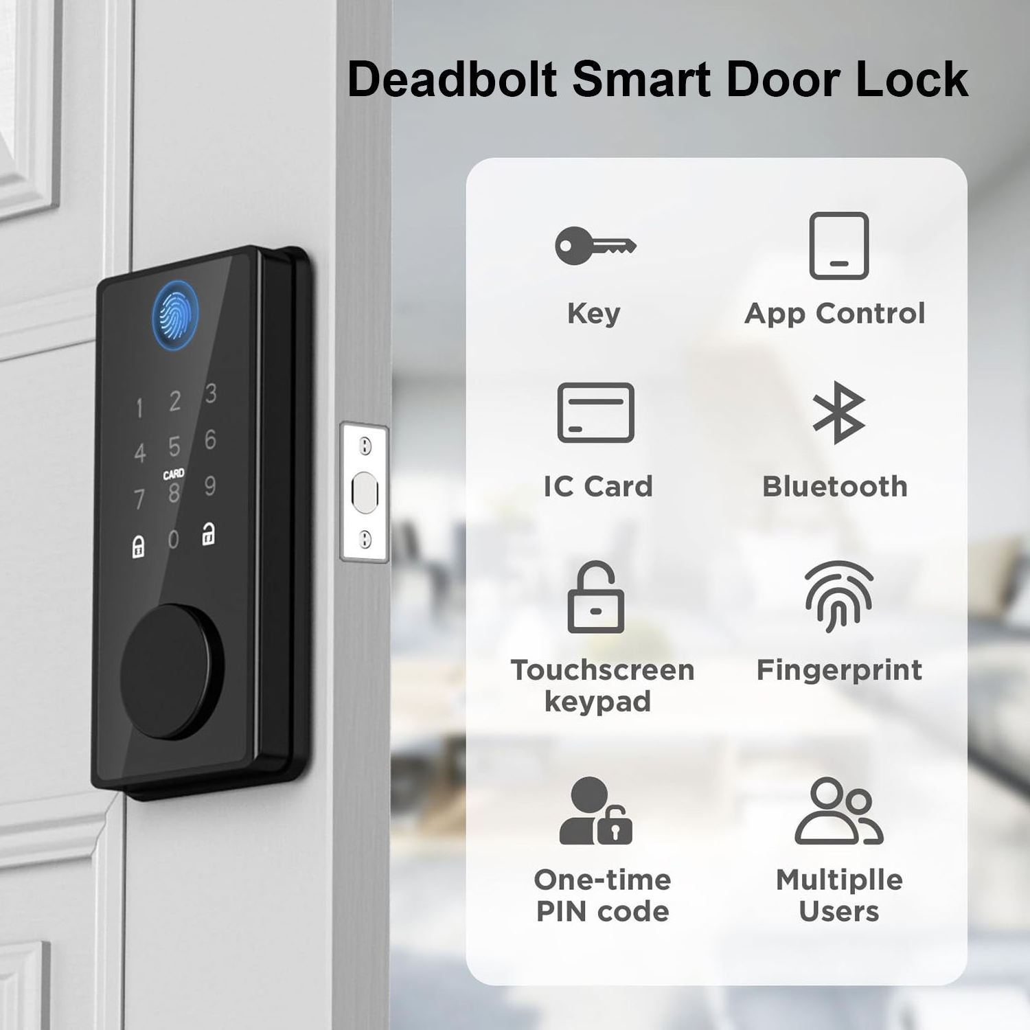 Smart Locks for Front Door Multifunctional Waterproof Fingerprint Lock Smart Office Glass Door Lock