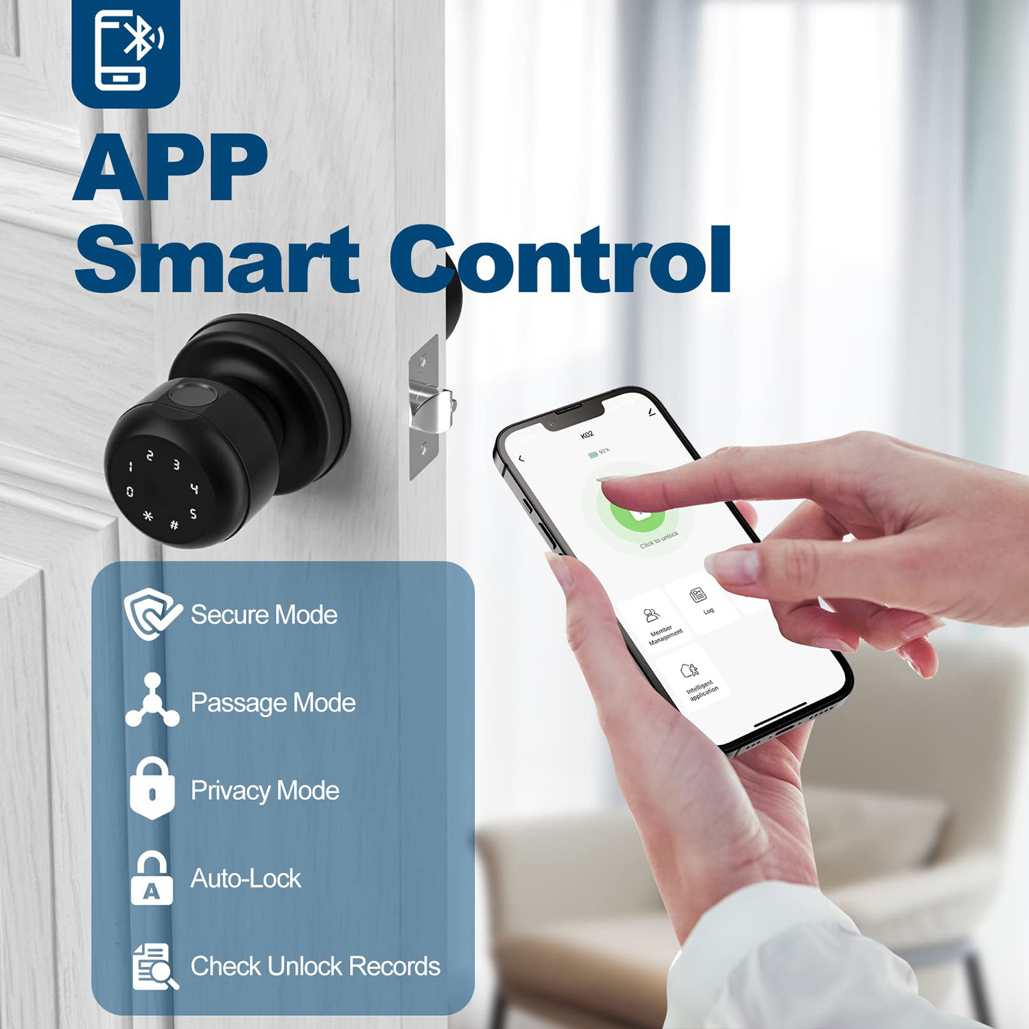 App Control Spherical Intelligent Lock Smart Door Lock Fingerprint Door Lock with Keypad