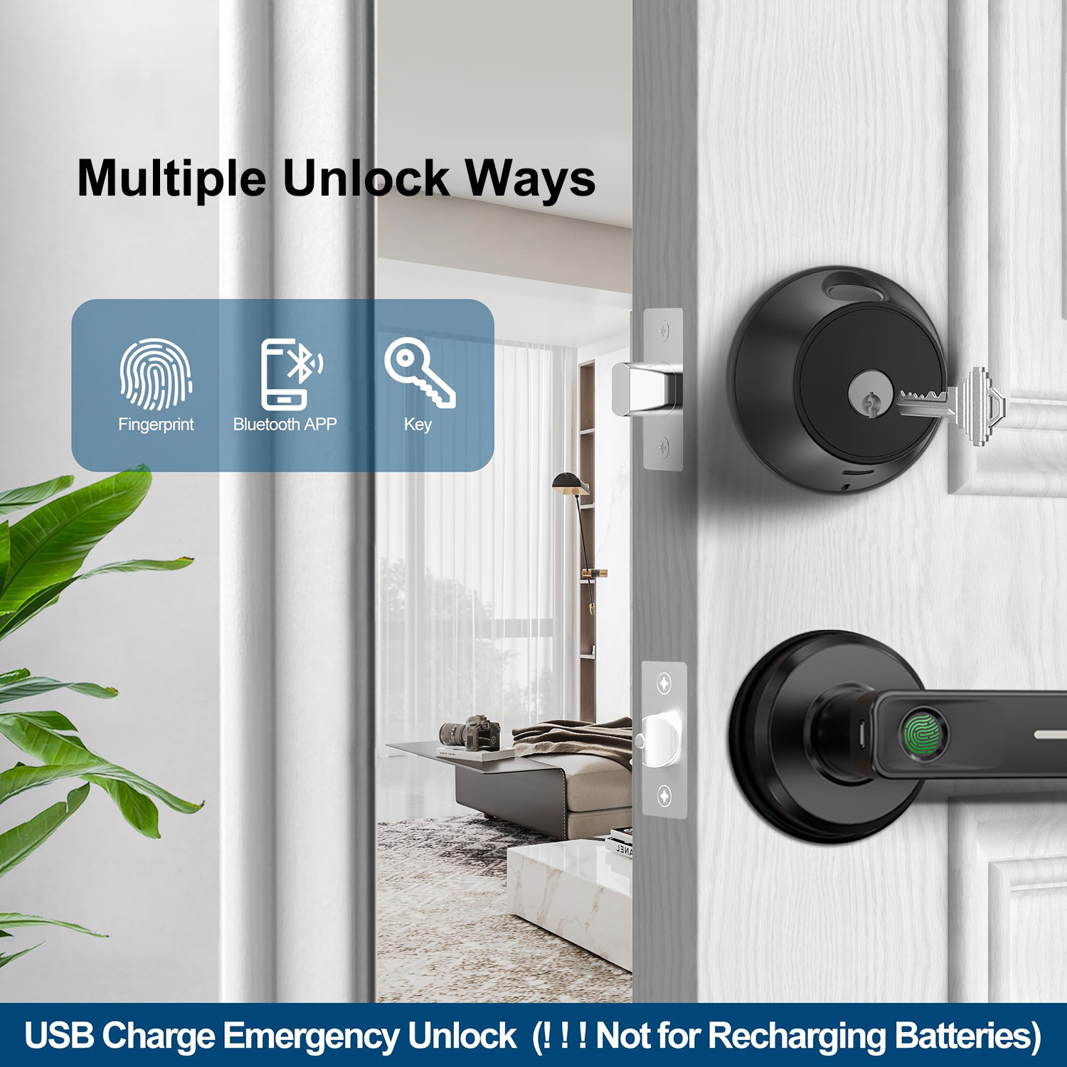 Brand New Tuya App Digital Smart Lock with Key Waterproof and Anti-Theft Biometric Fingerprint Identification for Steel Door