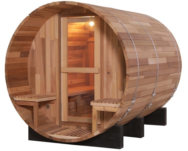 High Quality Red Cedar 1800*2400MM Outdoor Barrel Sauna Room Without Porch