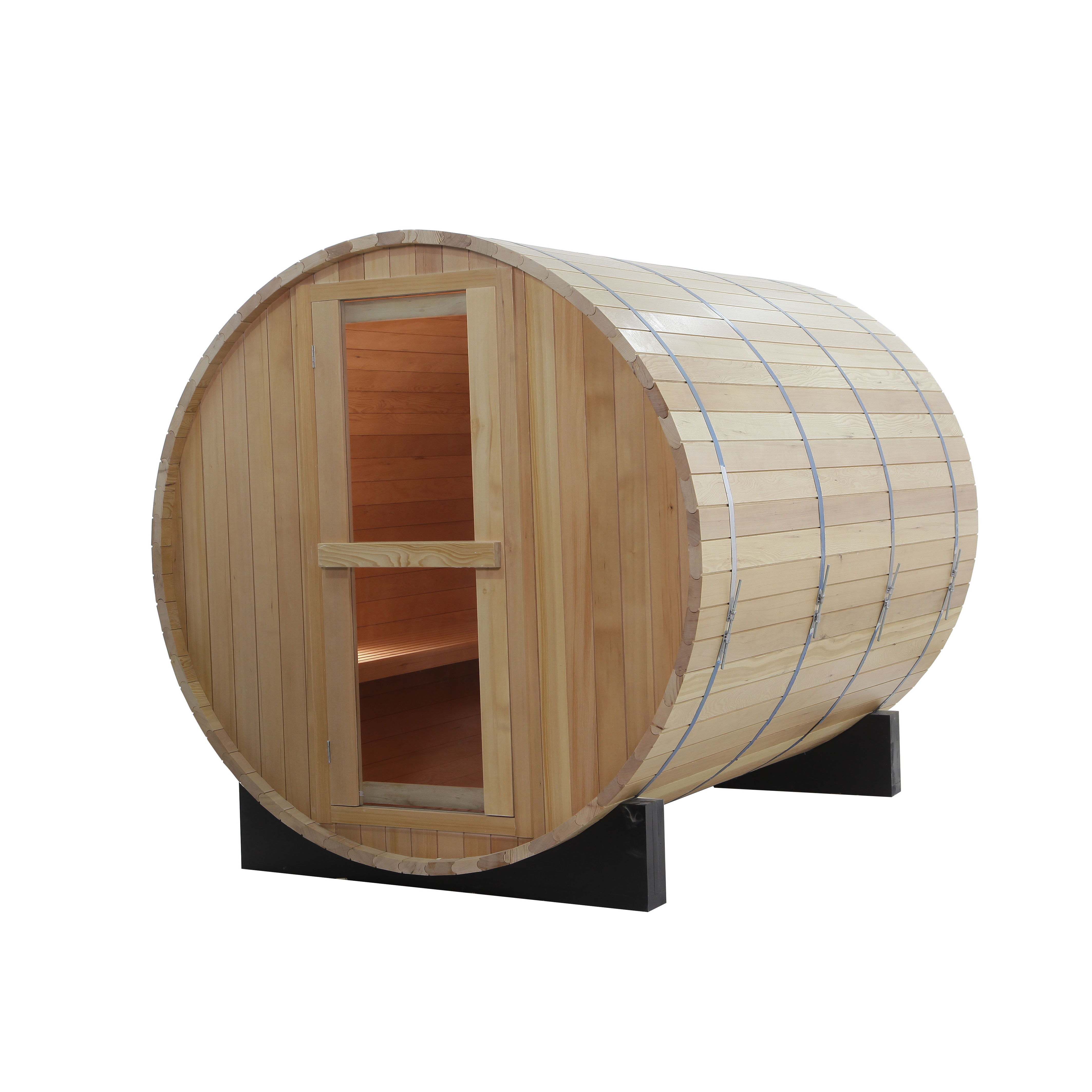 Hemlock Wood Home Sauna And Dry Steam Outdoor Barrel Sauna Room Without Porch