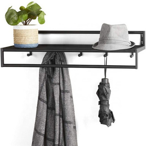 Wall Mounted Shelf with Hooks Entryway Washroom Floating Shelf Coat Racks