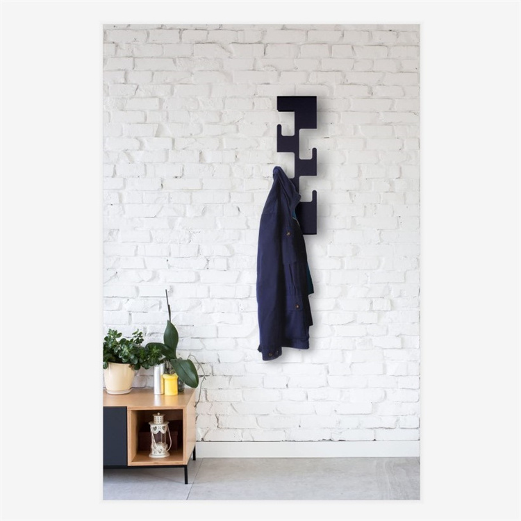 Wholesale Customized Size and Color Wall Mounted Coat Keys Rack 5 Hooks Vertical Wall Mounted Metal Coat Rack