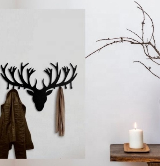 Home Decor Metal Wall Coat Hooks Deer Antler Metal Hanger Wall Mounted Racks For Clothes Wall Decor