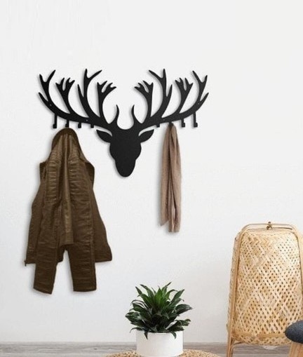 Home Decor Metal Wall Coat Hooks Deer Antler Metal Hanger Wall Mounted Racks For Clothes Wall Decor