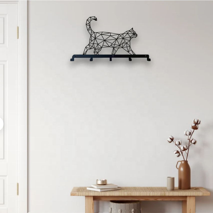 Cute 3D Wall Hooks Wall Mounted Organizer Bedroom Cat Coat Rack Entryway Key Holder Metal Wall Hook