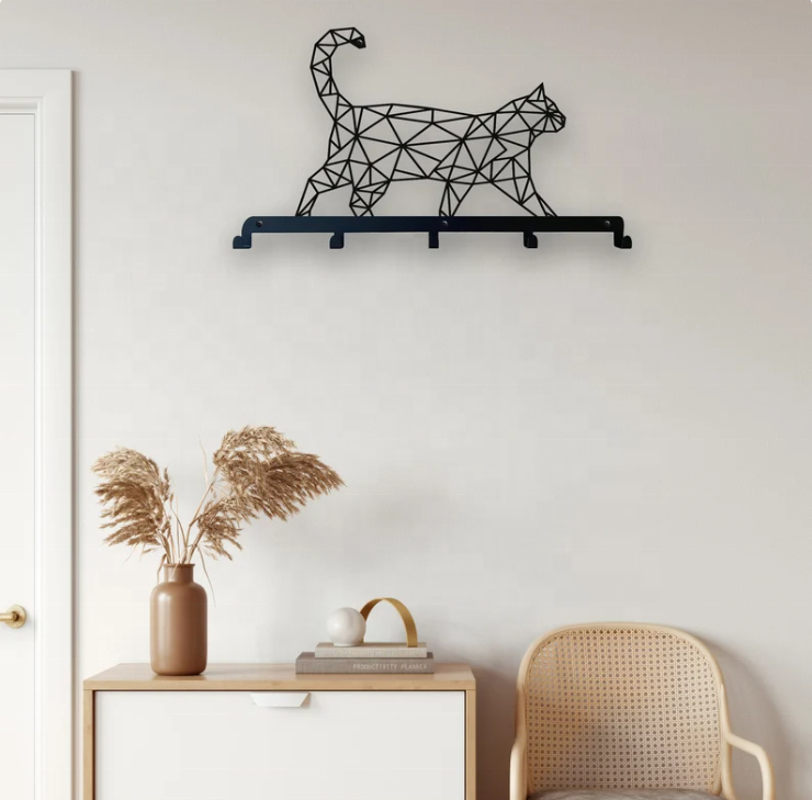 Cute 3D Wall Hooks Wall Mounted Organizer Bedroom Cat Coat Rack Entryway Key Holder Metal Wall Hook