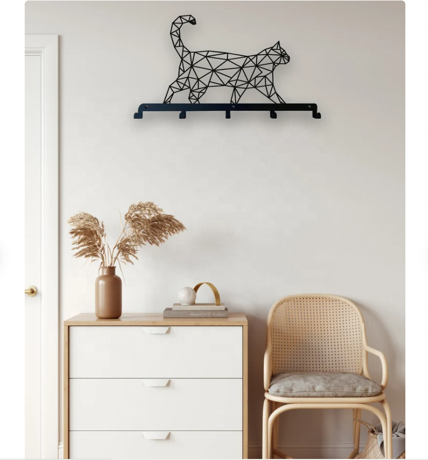 Cute 3D Wall Hooks Wall Mounted Organizer Bedroom Cat Coat Rack Entryway Key Holder Metal Wall Hook