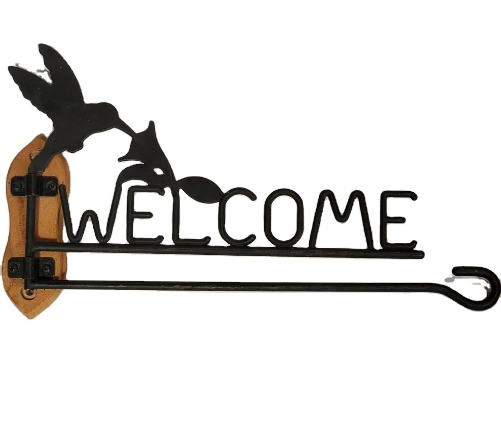 Hummingbird Welcome sign Towel Rack Amazon Wood & Metal Wall Art Unique Design Jewelry Hanger Wall Mount Hook Metal Towel Rack