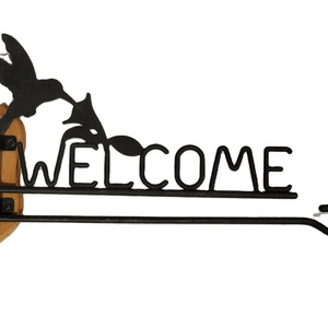 Hummingbird Welcome sign Towel Rack Amazon Wood & Metal Wall Art Unique Design Jewelry Hanger Wall Mount Hook Metal Towel Rack