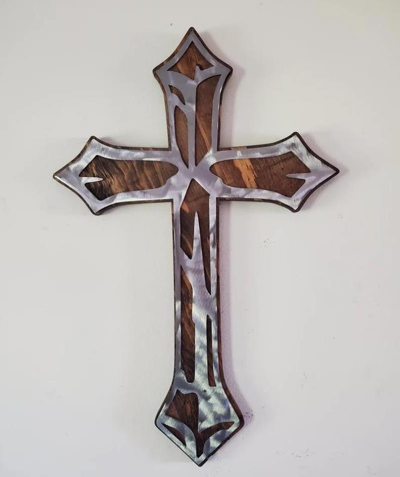 Cross Wall Art 2022 New Rustic Wood Metal Sign Christian Faith Wall Decoration Home Bar Wall Decor