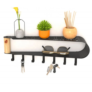 Modern Key Holder With Shelf Metal Coat Racks with Wall Shelf 2022 Wall Hooks Display Racks Entryway Key Holder