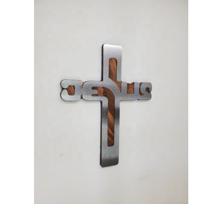 Jesus Cross Wall Decor New Product Christian Wall Art Wood and Metal Home Art Spiritual and Religious Wall Decor