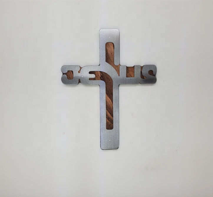 Jesus Cross Wall Decor New Product Christian Wall Art Wood and Metal Home Art Spiritual and Religious Wall Decor