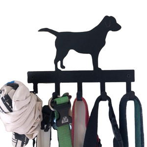 Metal Wall Mount Dog Leash Hook Best Selling Wall Hook Cute Labrador Silhouette Coat Racks Cute Key Holder Black Dog Leash Hook