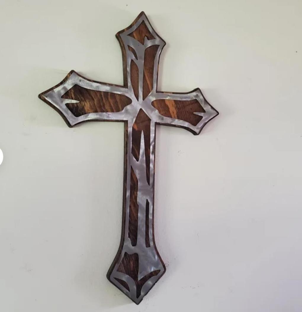 Cross Wall Art 2022 New Rustic Wood Metal Sign Christian Faith Wall Decoration Home Bar Wall Decor