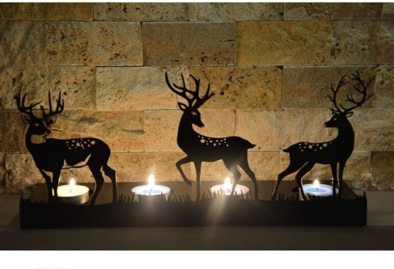 Customized Deer Metal Candle Container Decoration for Home Living Room Desktop Candle Jar Candle Holder