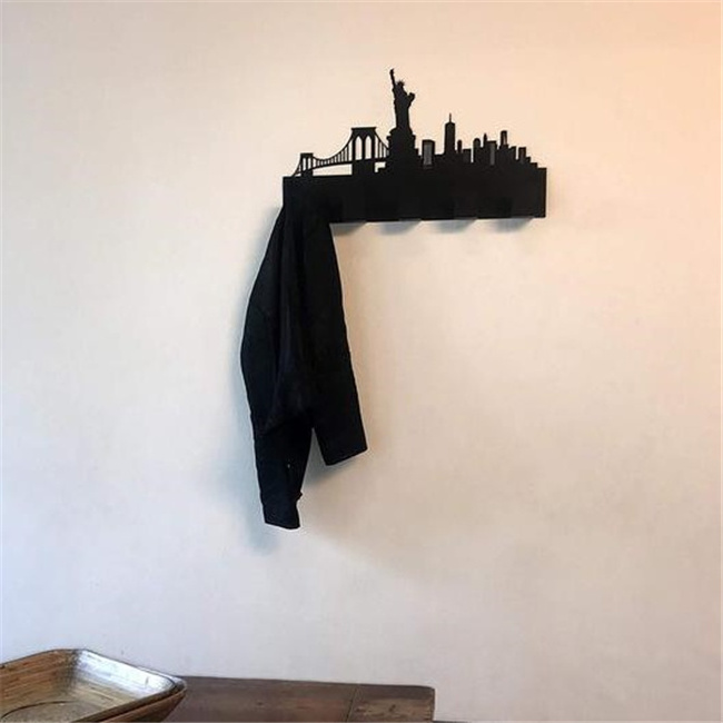 Different Colors New York skyline Statue of Liberty Metal Wall Mounted Bag Hanger Coat Rack Clothing Hooks Hanging Racks