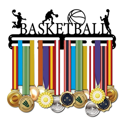 New Design Creative Wall Decor Practical Stable Medal Rack Basketball Sports Pattern Wall Mounted Medal Display Metal Hanger